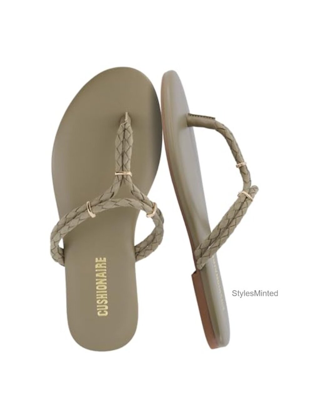 Women's Braided Thong Flip Flops Sandals Memory Foam Padded Footbed Water